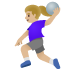 woman playing handball, medium-light skin tone